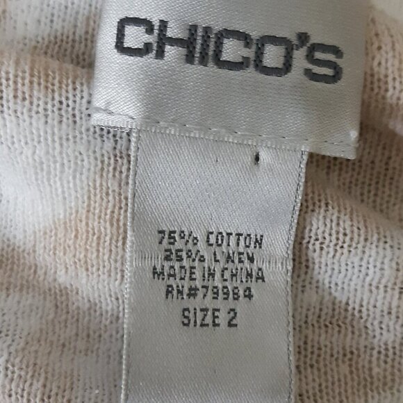 Chicos Cotton Linen Blend Top Womens US Med Brown Animal Print Soft Knit Zebra - Picture 4 of 4